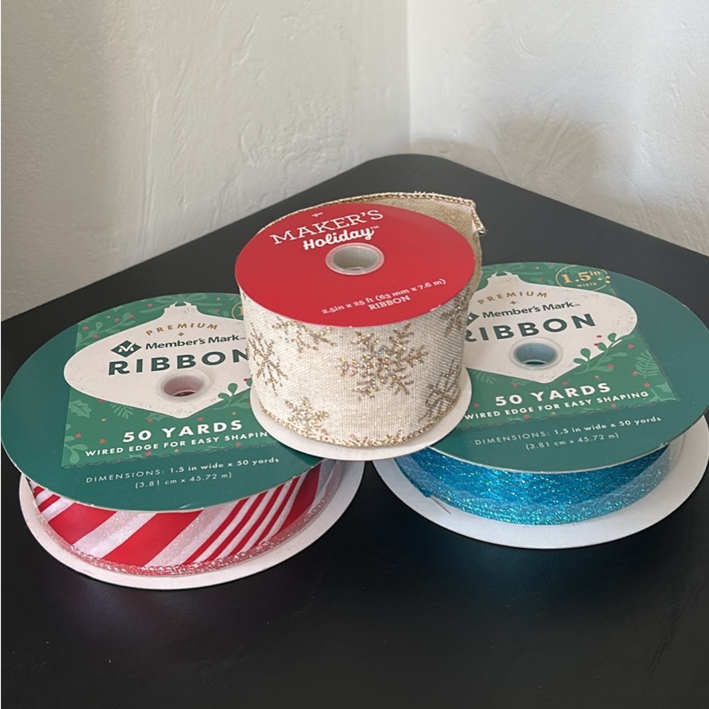 Holiday Ribbon Set - Red, Blue, Tan